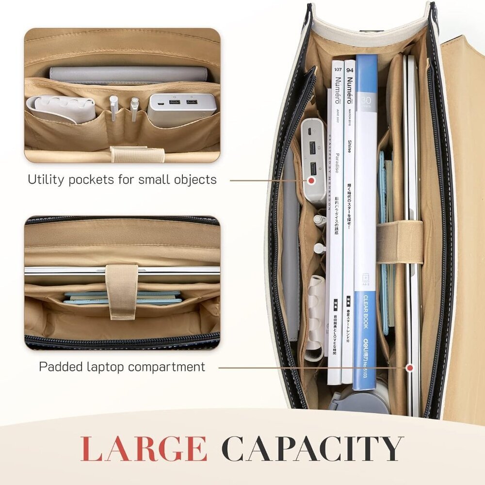 Laptop Bag 15.6 inch Canvas Messenger Bag for Women Professional Work Bag Should - Picture 2 of 6